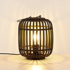 Lindby Pendellamper > Canyana bordlampe, sort, rattan, 27 cm høj