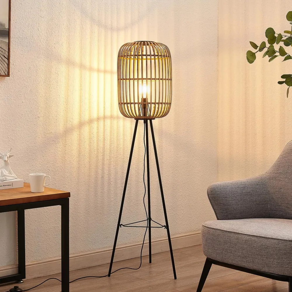 Lindby Gulvlamper|Gulvlamper > Canyana gulvlampe, 139 cm, natur, rattan, stativ