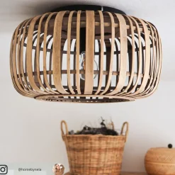 Lindby Gang|Loftlamper > Canyana loftlampe, natur, rattan, Ø 40 cm