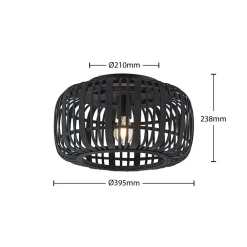 Gang|Loftlamper ^ Lindby Canyana loftlampe, sort, rattan, Ø 40 cm