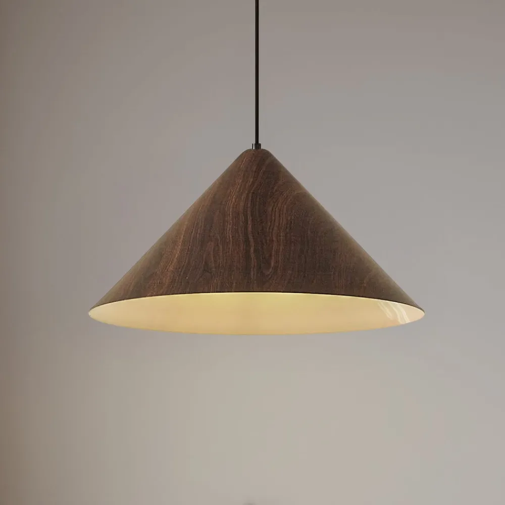 Lindby Pendellamper|Pendellamper > Clarine hængelampe, valnød, Ø 50 cm, metal