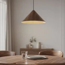Lindby Pendellamper|Pendellamper > Clarine hængelampe, valnød, Ø 50 cm, metal