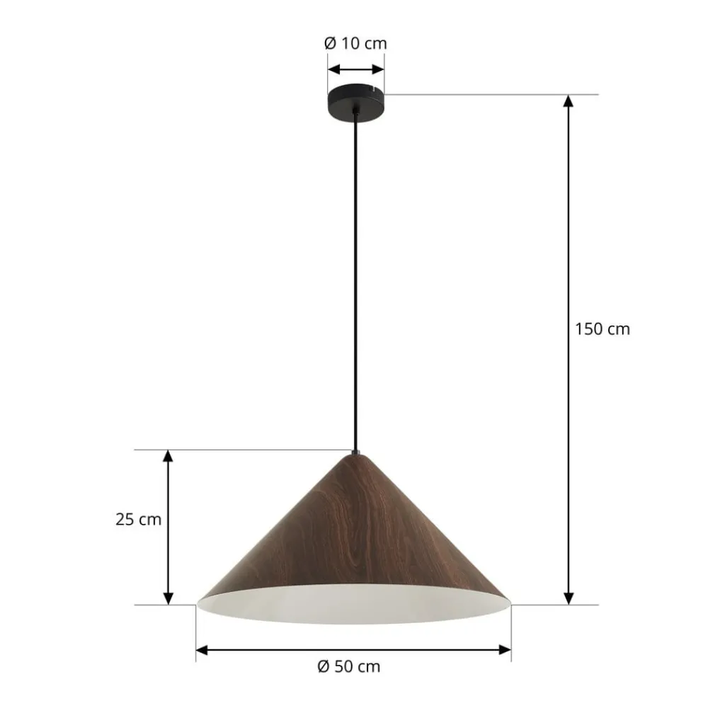 Lindby Pendellamper|Pendellamper > Clarine hængelampe, valnød, Ø 50 cm, metal