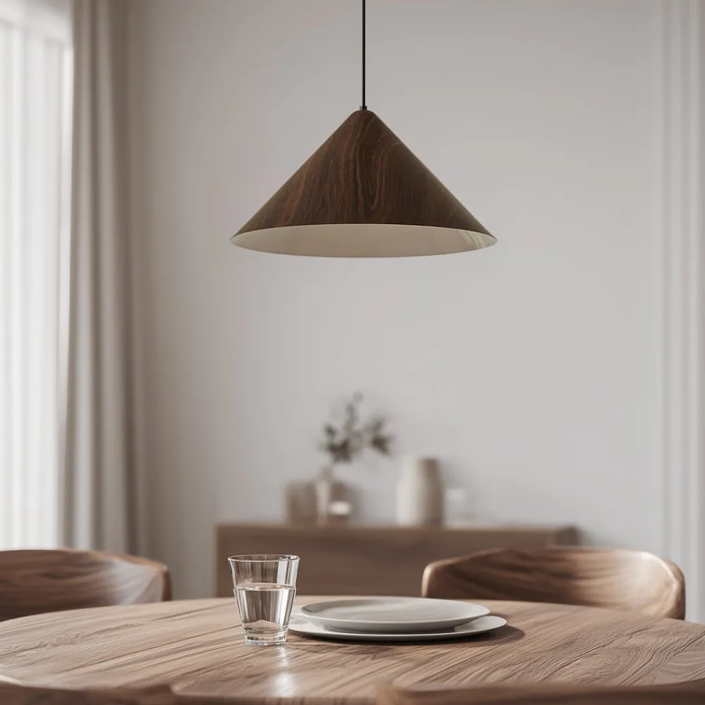 Lindby Pendellamper|Pendellamper > Clarine hængelampe, valnød, Ø 50 cm, metal