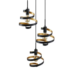 Lindby Pendellamper|Pendellamper > Colten hængelampe, Ø 50 cm, 3 lyskilder, sort, guld