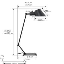 Lindby Arbejdsrum/Kontor|Bordlamper > Corali bordlampe, sort, metal, højde 64 cm