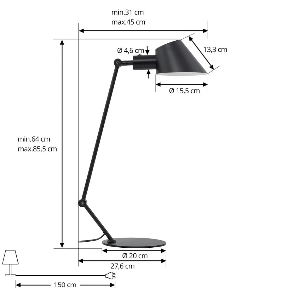Lindby Arbejdsrum/Kontor|Bordlamper > Corali bordlampe, sort, metal, højde 64 cm