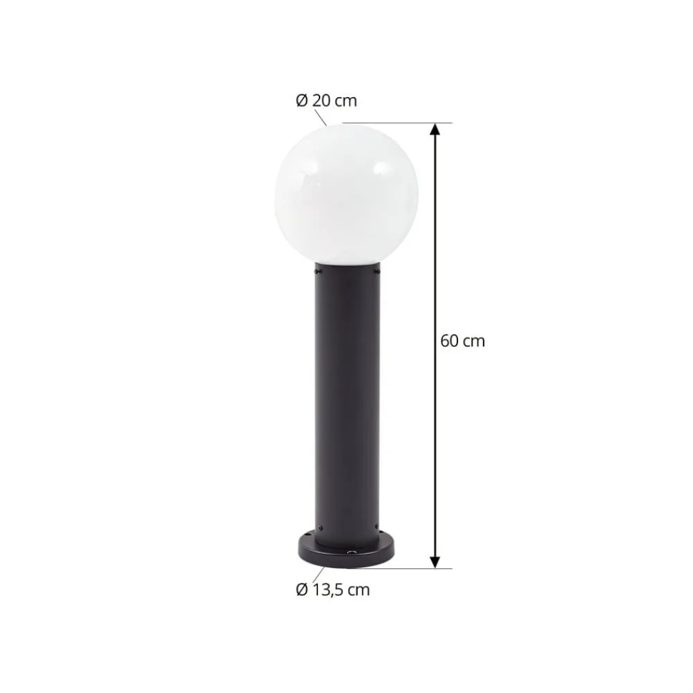 Sokkellamper ^ Lindby Dangan sokkellampe, hvid, højde 60 cm, glas, metal