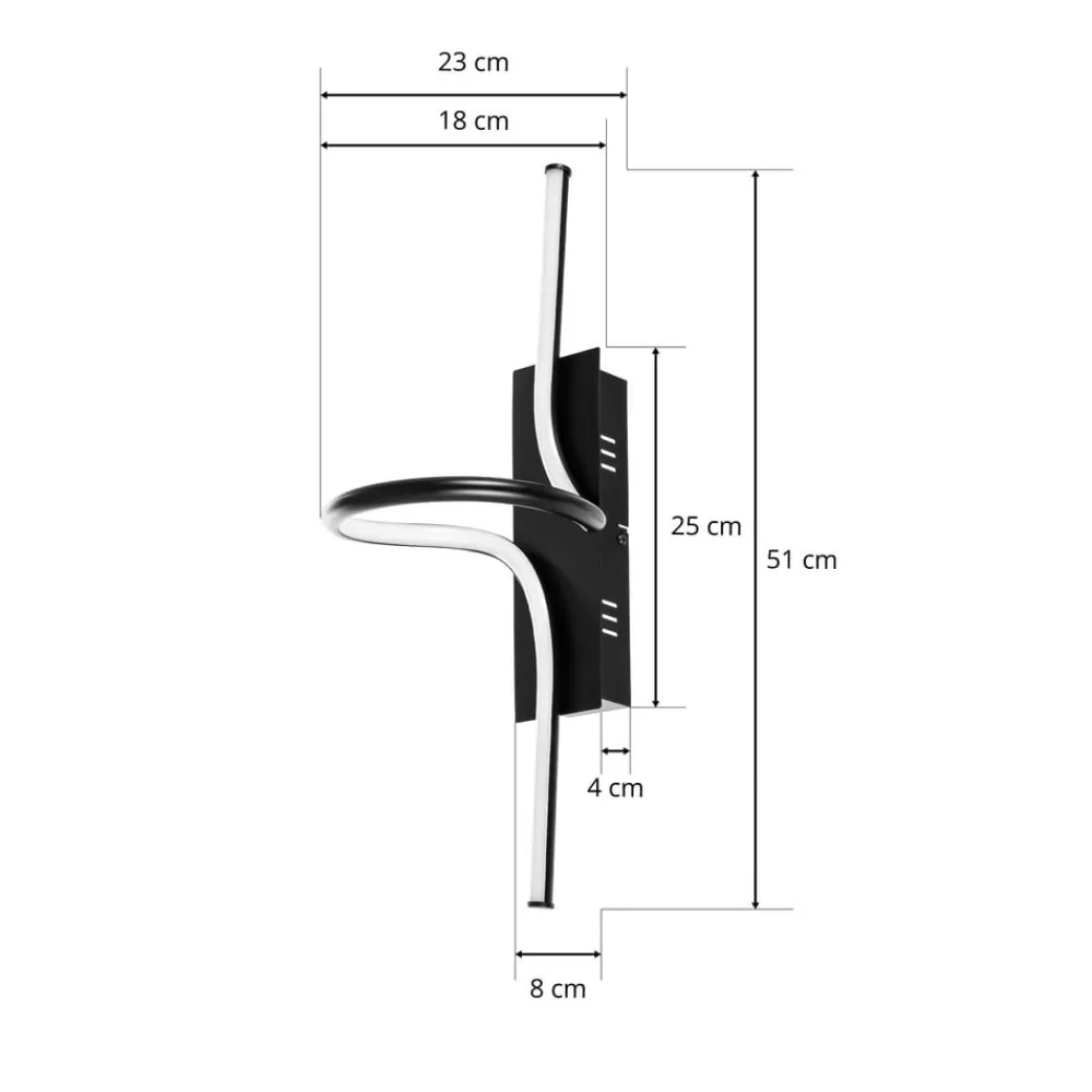 Væglamper|Væglamper ^ Lindby Divola LED-væglampe, stepdim, sort