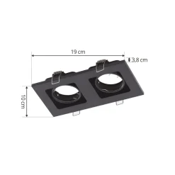 Lindby Indbygningsspots > downlight Thorid, sort, 19 x 10 cm, 2 lyskilder, GU10
