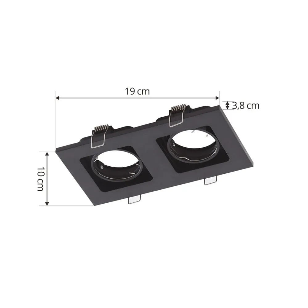 Lindby Indbygningsspots > downlight Thorid, sort, 19 x 10 cm, 2 lyskilder, GU10