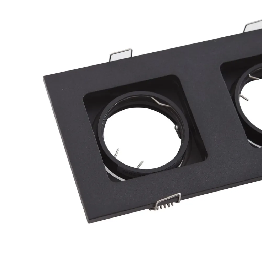 Lindby Indbygningsspots > downlight Thorid, sort, 19 x 10 cm, 2 lyskilder, GU10