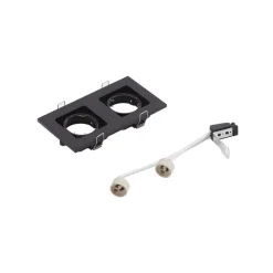 Lindby Indbygningsspots > downlight Thorid, sort, 19 x 10 cm, 2 lyskilder, GU10