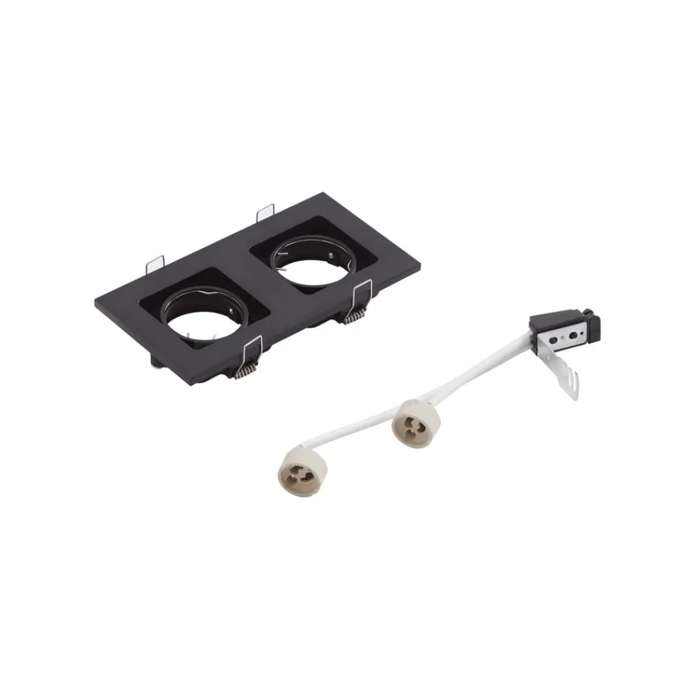 Lindby Indbygningsspots > downlight Thorid, sort, 19 x 10 cm, 2 lyskilder, GU10