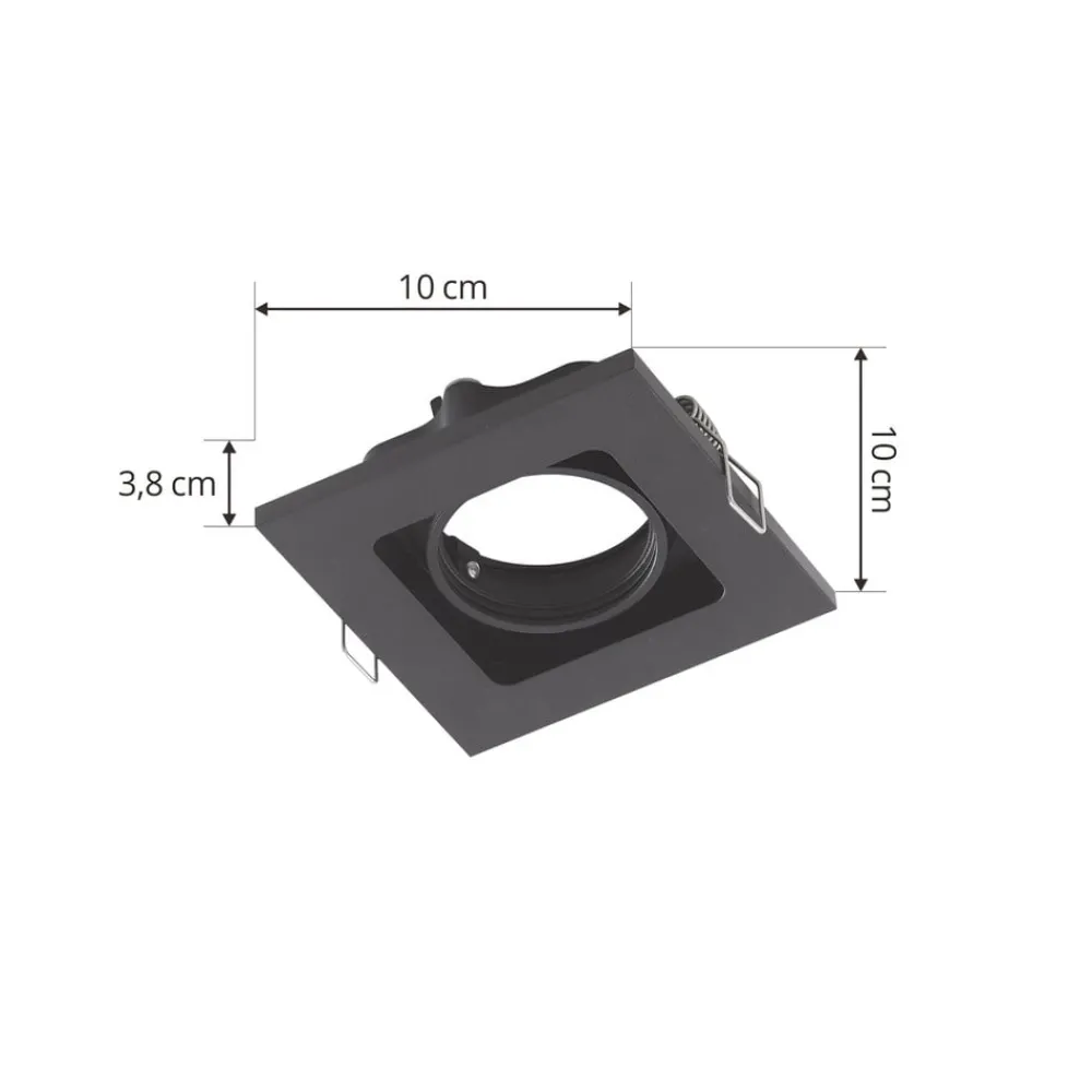 Indbygningsspots ^ Lindby downlight Thorid, sort, 10 x 10 cm, sæt med 10, GU10