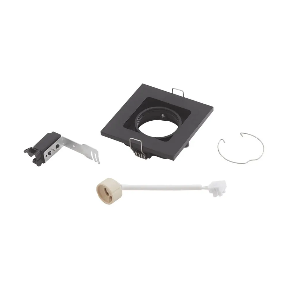 Indbygningsspots ^ Lindby downlight Thorid, sort, 10 x 10 cm, sæt med 10, GU10