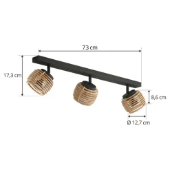 Lindby Loftlamper > Ediz loftslampe, 3-lys, GU10, træ, 73 cm lang