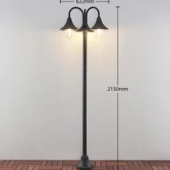 Lindby Lygtepæle > Edric lygtepæl, højde 215 cm, antracit, aluminium
