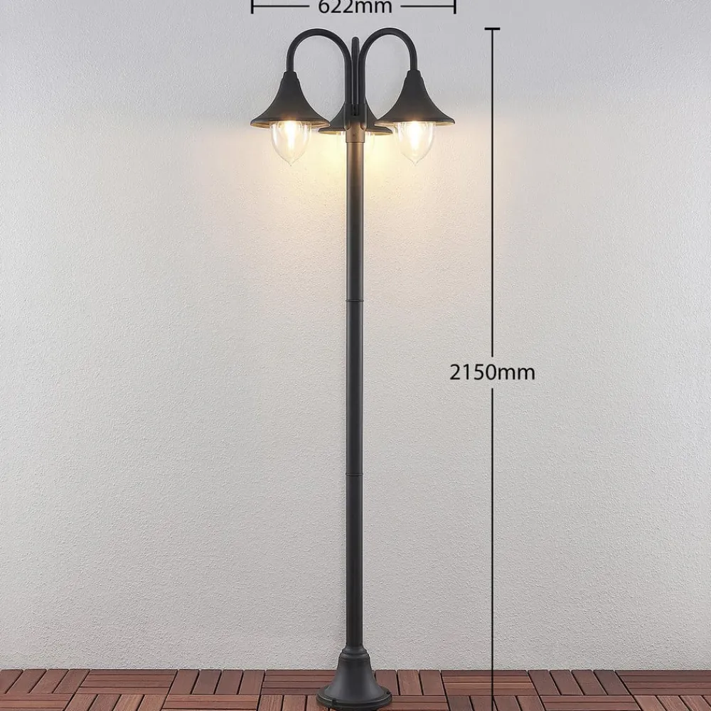 Lindby Lygtepæle > Edric lygtepæl, højde 215 cm, antracit, aluminium