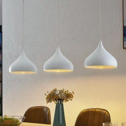 Pendellamper|Pendellamper ^ Lindby Elamira pendellampe, hvid, metal, 133 cm, 3 lyskilder.