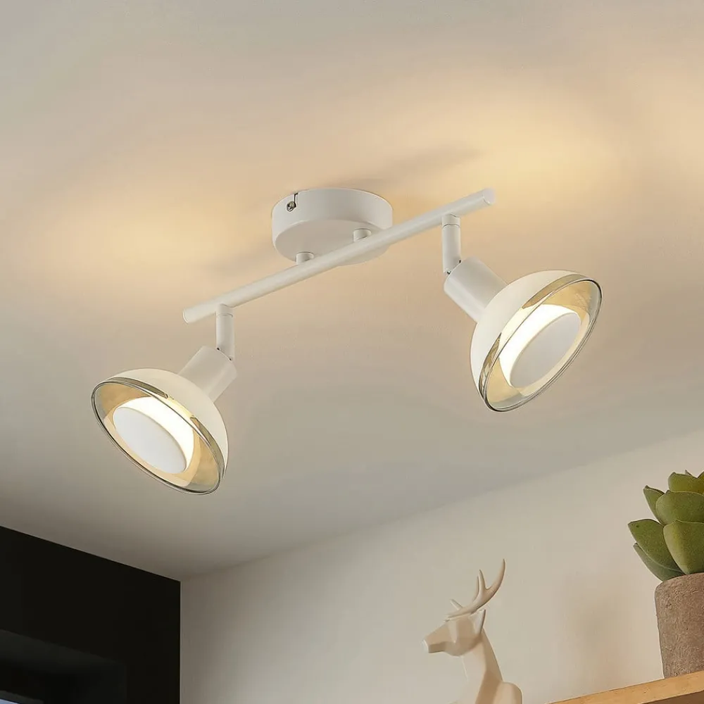 Lindby Spotlights > Erin loftspot, hvid, 2-lys, 31,5 cm, glas