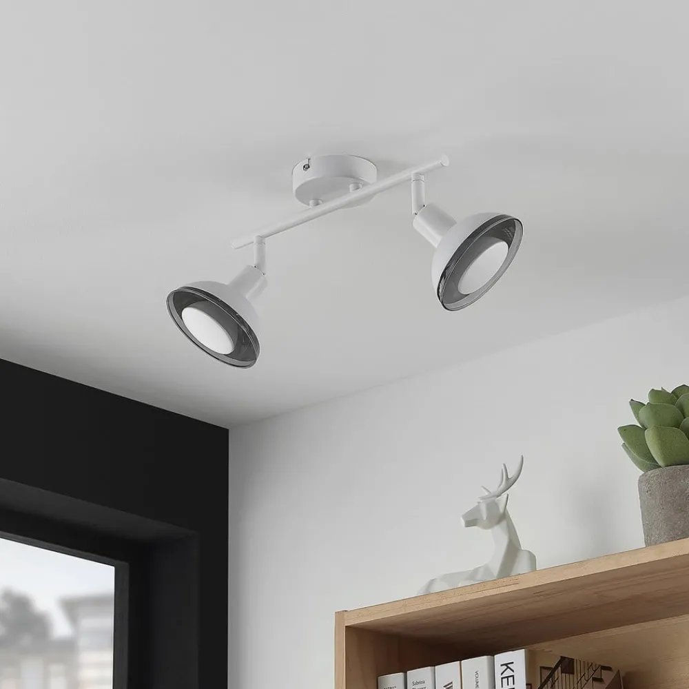 Lindby Spotlights > Erin loftspot, hvid, 2-lys, 31,5 cm, glas