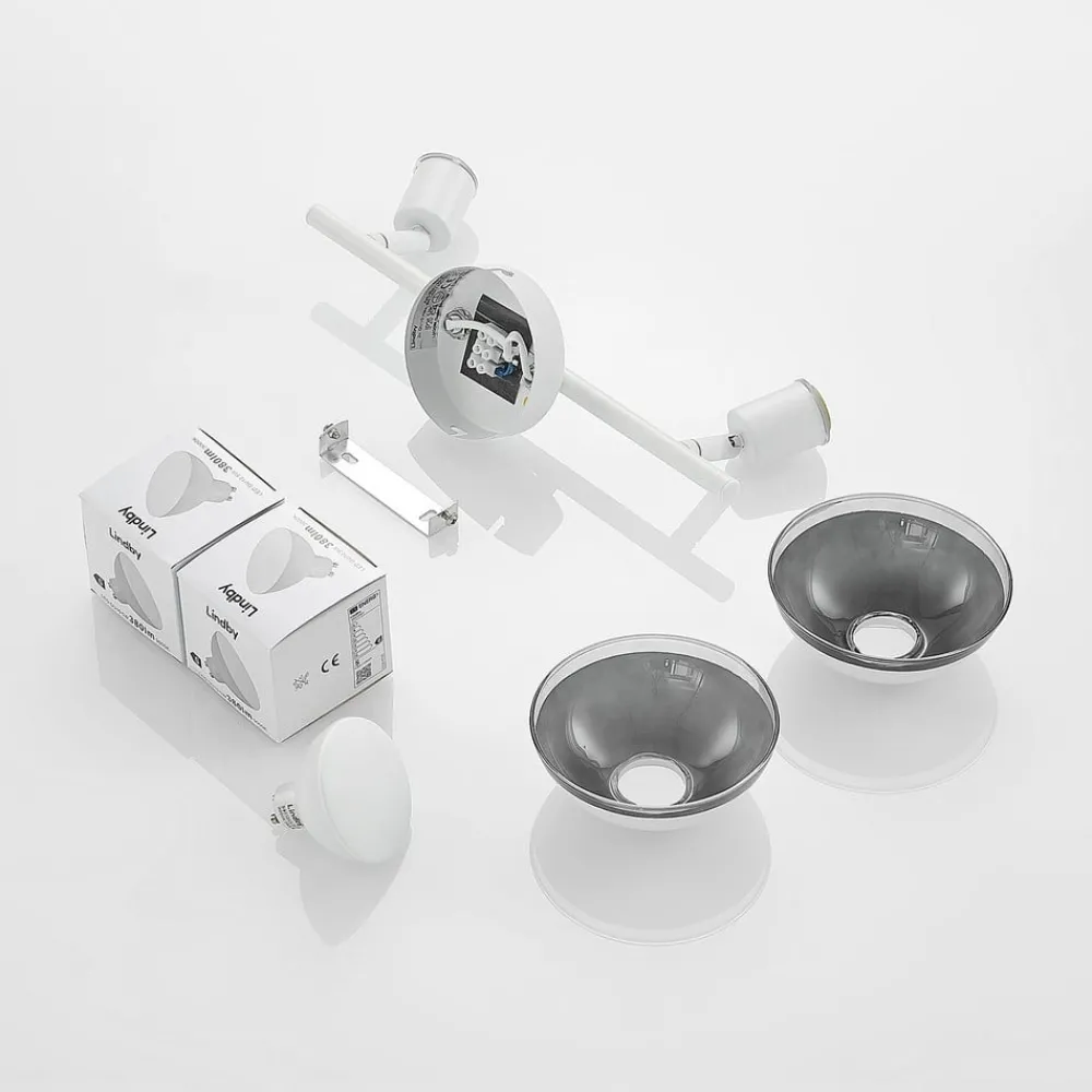 Lindby Spotlights > Erin loftspot, hvid, 2-lys, 31,5 cm, glas