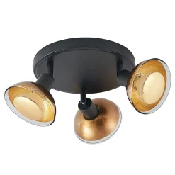 Spotlights ^ Lindby Erin loftspot, sort/guld, Ø 22 cm, glas