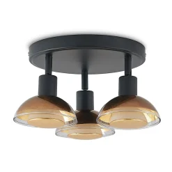 Spotlights ^ Lindby Erin loftspot, sort/guld, Ø 22 cm, glas