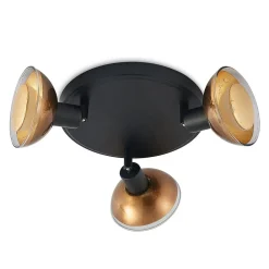 Spotlights ^ Lindby Erin loftspot, sort/guld, Ø 22 cm, glas