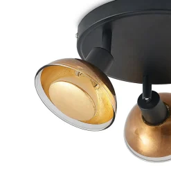 Spotlights ^ Lindby Erin loftspot, sort/guld, Ø 22 cm, glas