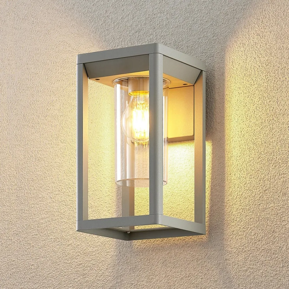 Lindby Væglamper > Estami udendørs væglampe, sølv, metal, 27 cm