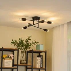 Lindby Gang|Loftlamper > Estar loftlampe, sort, metal, 6 lyskilder, Ø56cm