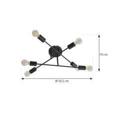 Lindby Gang|Loftlamper > Estar loftlampe, sort, metal, 6 lyskilder, Ø56cm