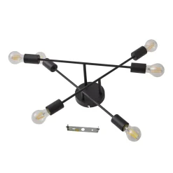 Lindby Gang|Loftlamper > Estar loftlampe, sort, metal, 6 lyskilder, Ø56cm
