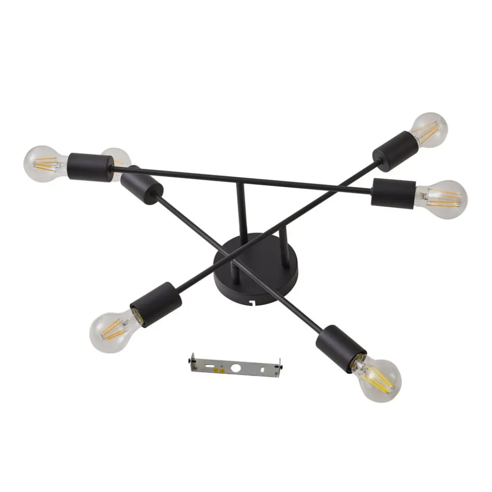 Lindby Gang|Loftlamper > Estar loftlampe, sort, metal, 6 lyskilder, Ø56cm
