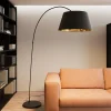 Lindby Gang|Pendellamper > Esti gulvlampe, sort/guld, stof, højde 192 cm