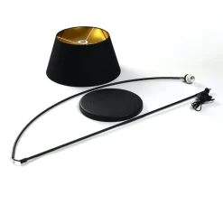Lindby Gang|Pendellamper > Esti gulvlampe, sort/guld, stof, højde 192 cm
