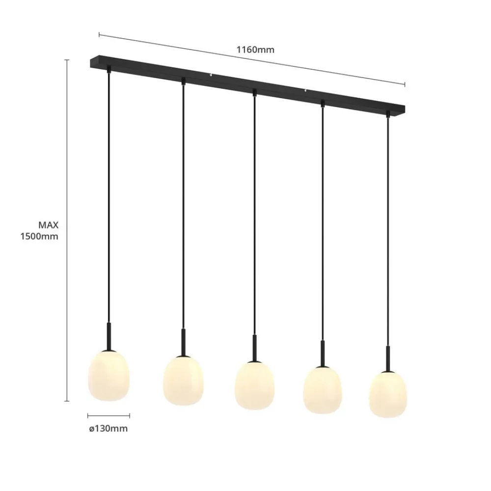 Lindby Pendellamper|Pendellamper > Etiena pendellampe, 5 lyskilder, opal glas