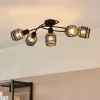 Lindby Loftlamper > Eudoria loftlampe, 5 lyskilder, sort/guld
