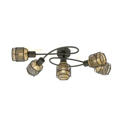 Lindby Loftlamper > Eudoria loftlampe, 5 lyskilder, sort/guld