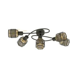 Lindby Loftlamper > Eudoria loftlampe, 5 lyskilder, sort/guld