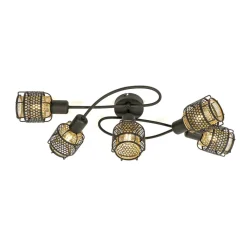 Lindby Loftlamper > Eudoria loftlampe, 5 lyskilder, sort/guld