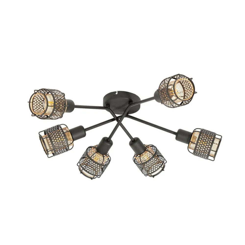 Lindby Loftlamper > Eudoria loftlampe 6 lyskilder sort/guld