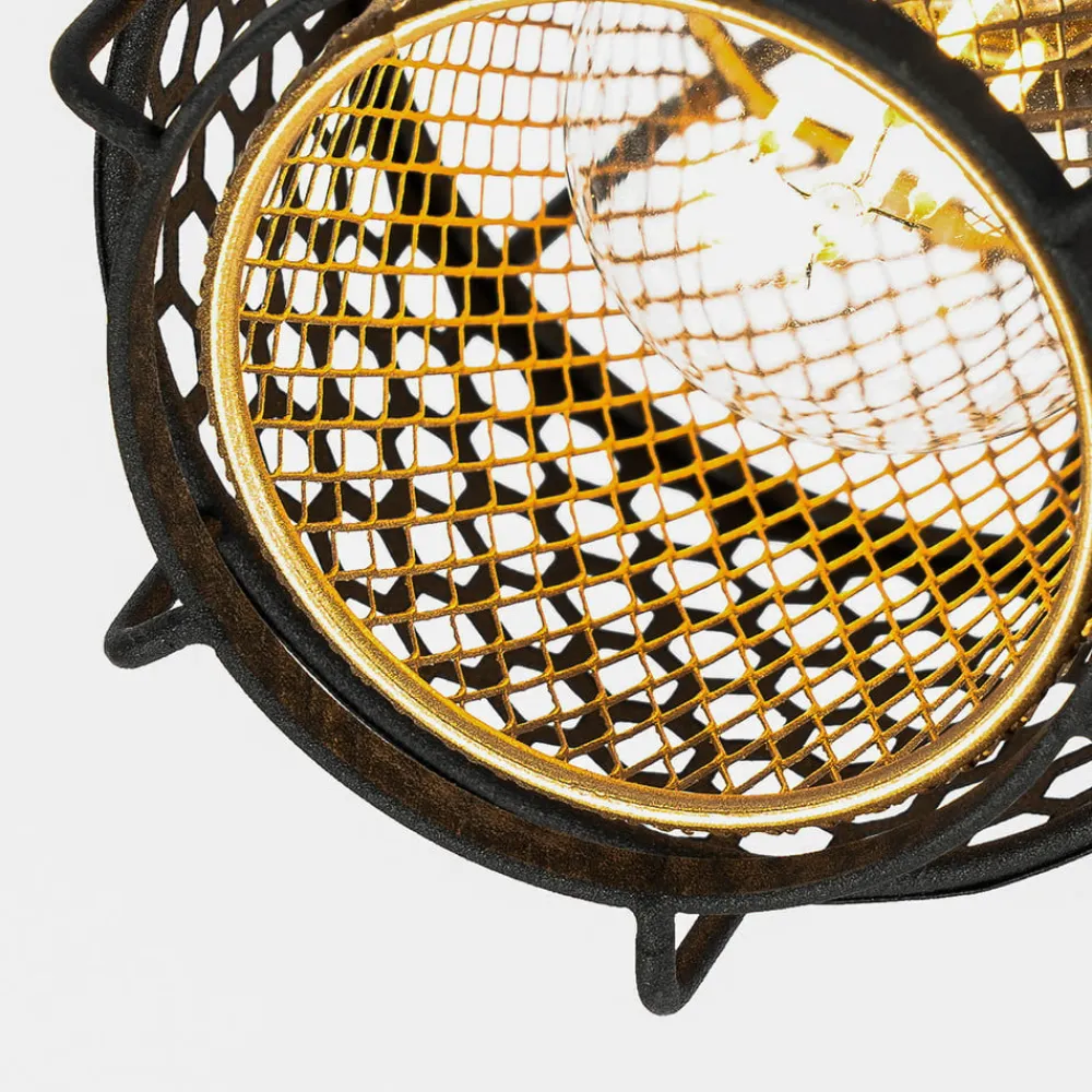 Loftlamper ^ Lindby Eudoria loftlampe, 3 lyskilder, sort/guld