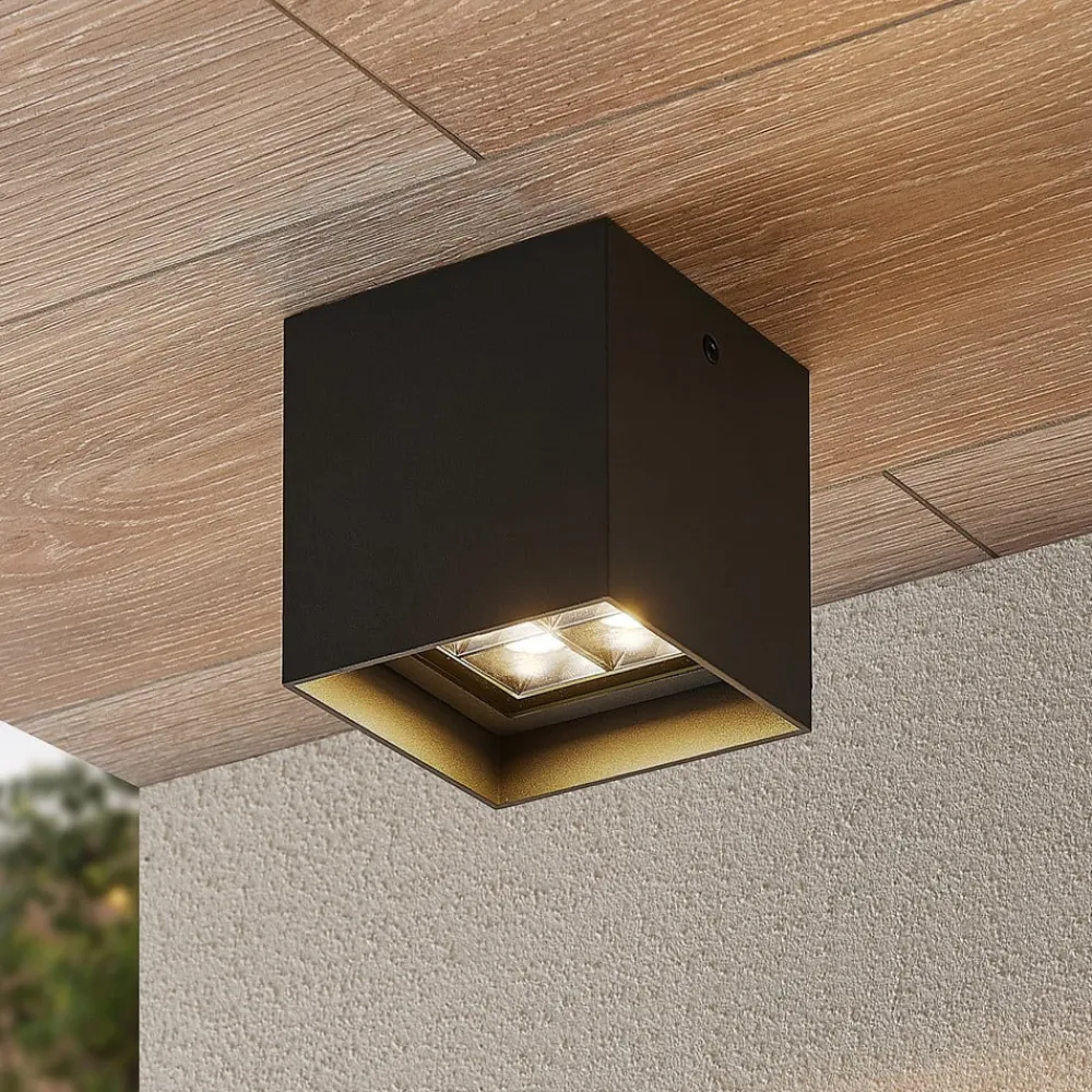 Lindby Udendørs Loftlamper > Eveta LED-loftlampe, 10 cm, antracit, aluminium, IP65