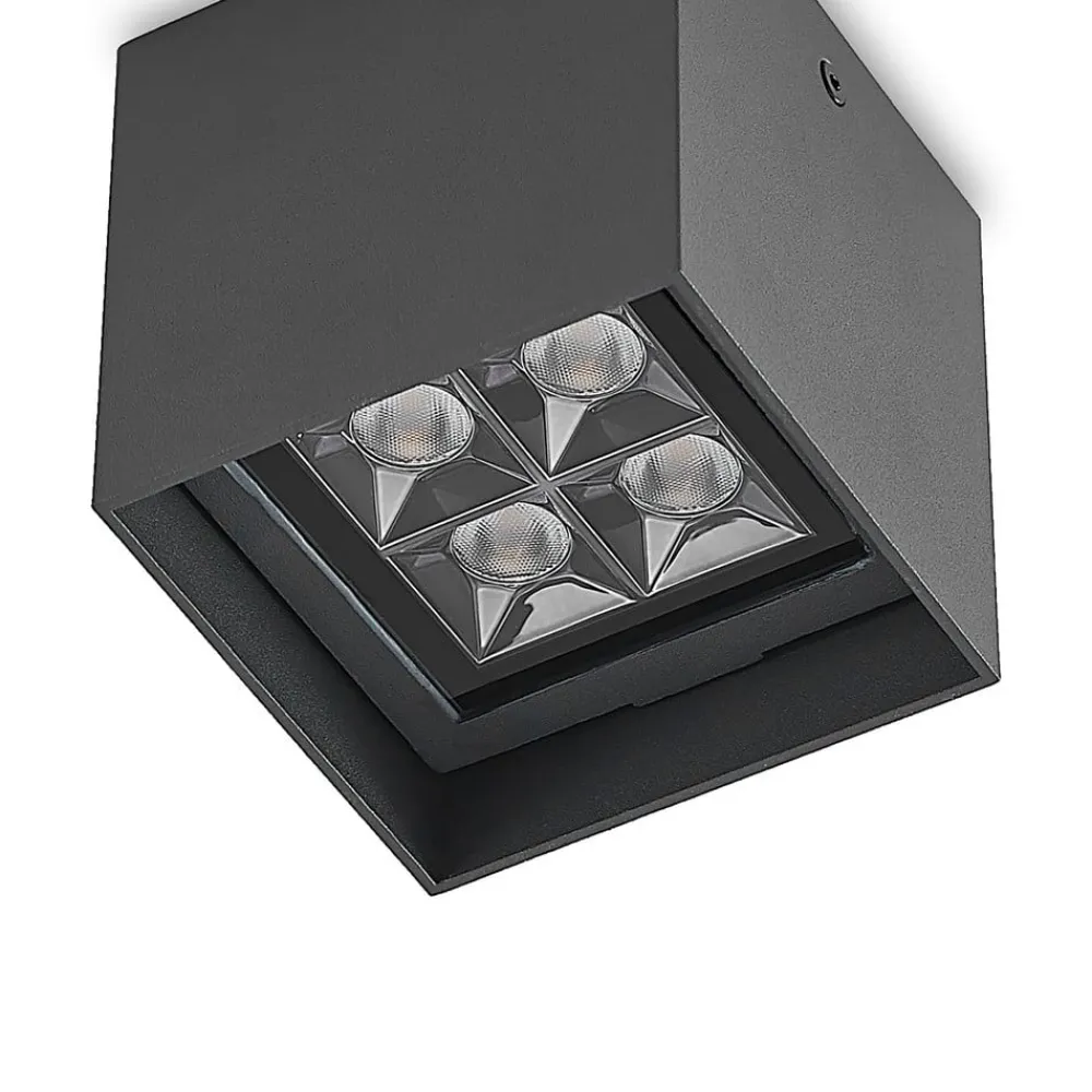 Lindby Udendørs Loftlamper > Eveta LED-loftlampe, 10 cm, antracit, aluminium, IP65