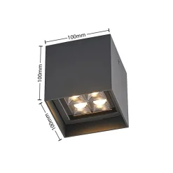 Lindby Udendørs Loftlamper > Eveta LED-loftlampe, 10 cm, antracit, aluminium, IP65