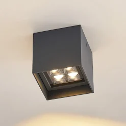 Lindby Udendørs Loftlamper > Eveta LED-loftlampe, 10 cm, antracit, aluminium, IP65