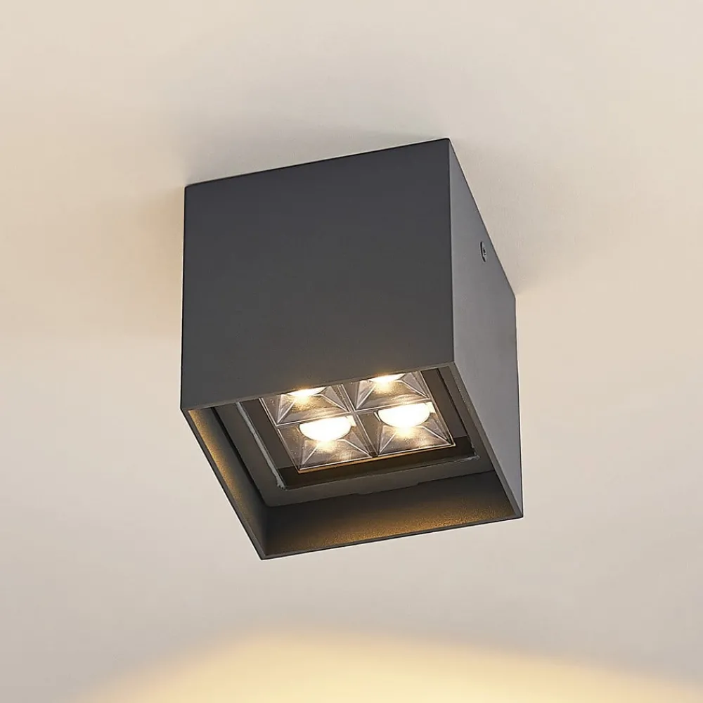 Lindby Udendørs Loftlamper > Eveta LED-loftlampe, 10 cm, antracit, aluminium, IP65